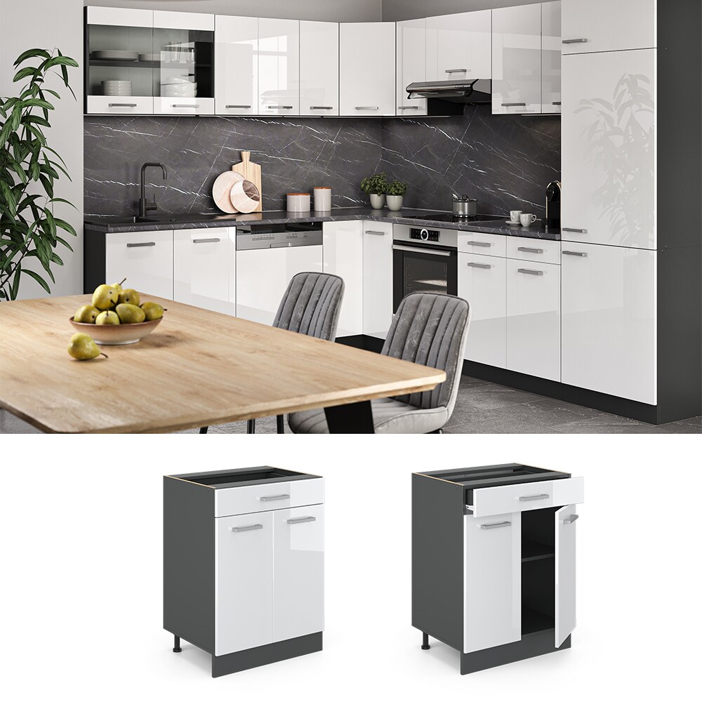 VICCO Küchenschrank Unterschrank Schubunterschrank 60 cm R-Line Anthrazit