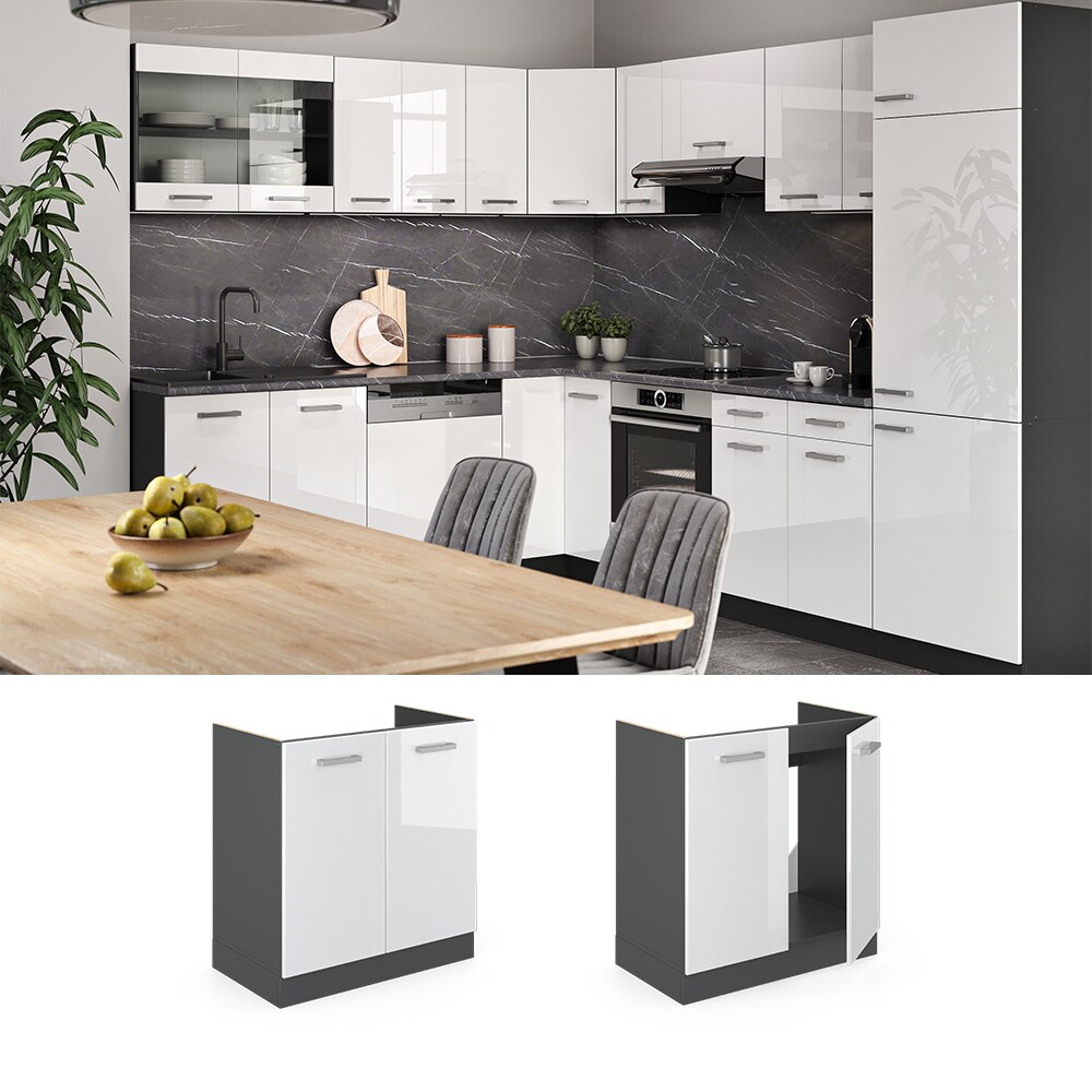 VICCO Küchenschrank Unterschrank Spülenunterschrank 80 cm R-Line Anthrazit