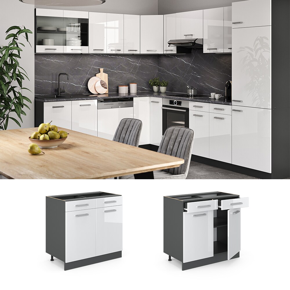 VICCO Küchenschrank Unterschrank Schubunterschrank 80 cm R-Line Anthrazit