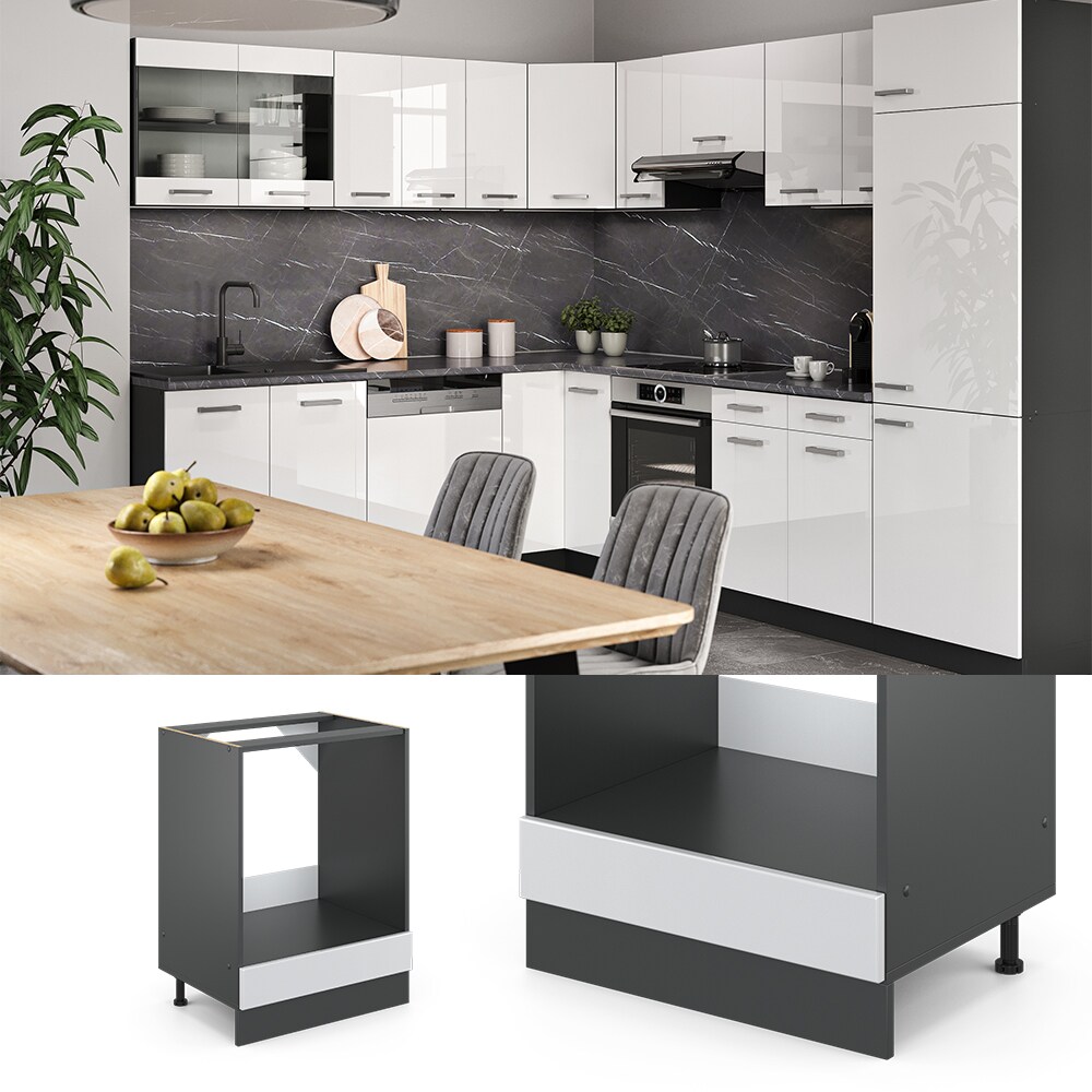 VICCO K&uuml;chenschrank Herdumbauschrank 60 cm R-Line Anthrazit - Bild 1