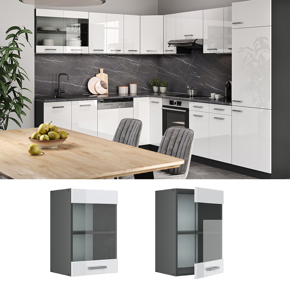 VICCO K&uuml;chenschrank H&auml;ngeschrank H&auml;ngeglasschrank 40 cm R-Line Anthrazit - Bild 1