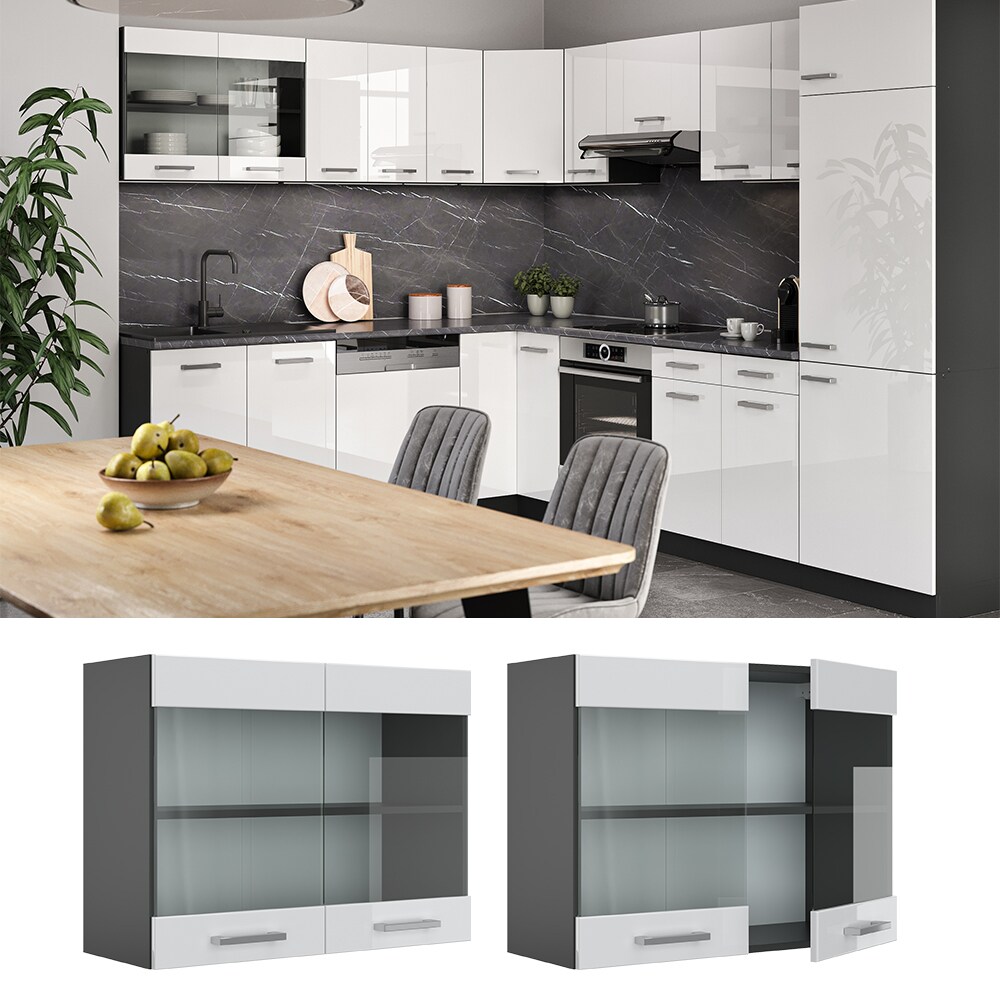 VICCO Küchenschrank Hängeschrank Hängeglasschrank 80 cm R-Line Anthrazit