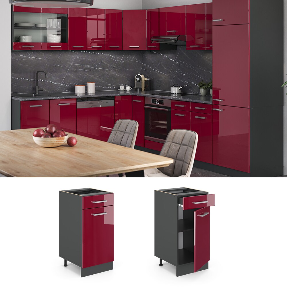 VICCO Küchenschrank Unterschrank Schubunterschrank 40 cm R-Line Anthrazit
