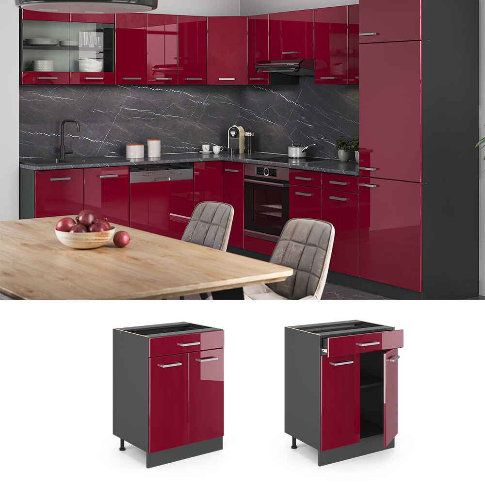 VICCO Küchenschrank Unterschrank Schubunterschrank 60 cm R-Line Anthrazit