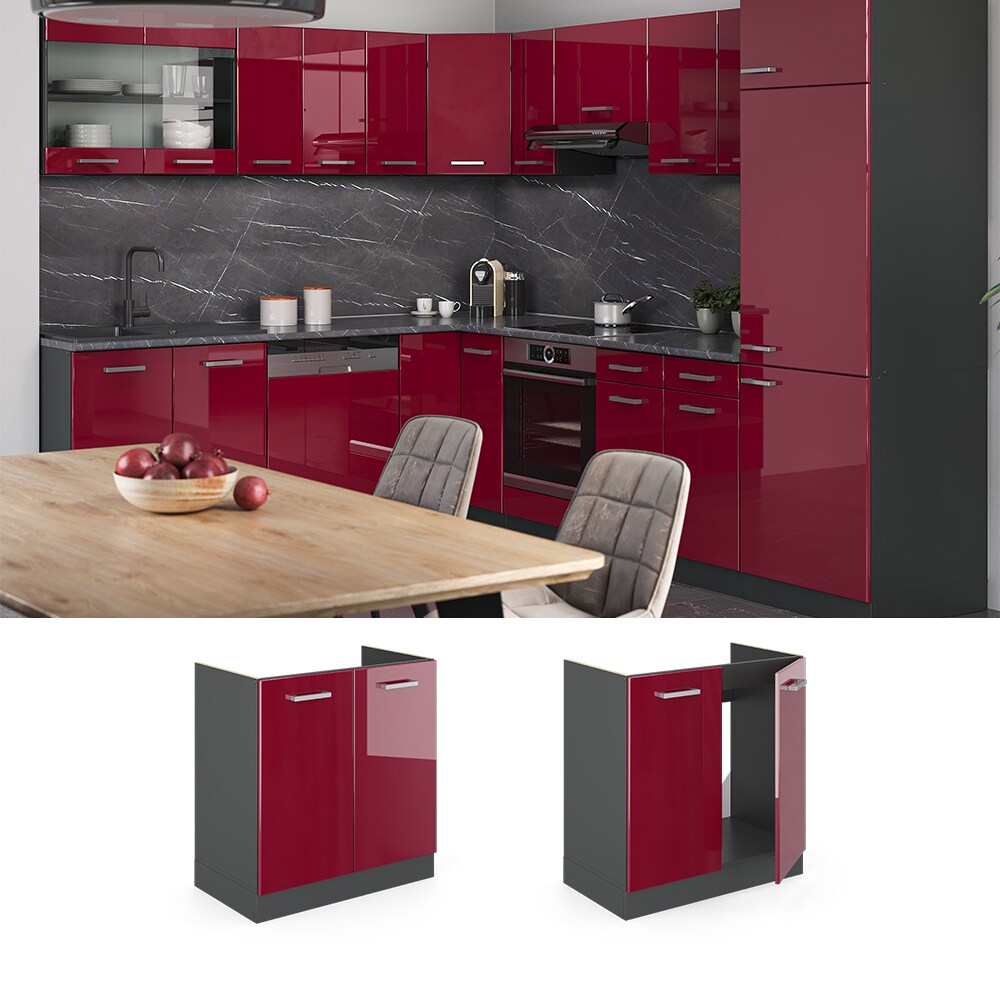 VICCO Küchenschrank Spülenunterschrank 80 cm R-Line Anthrazit