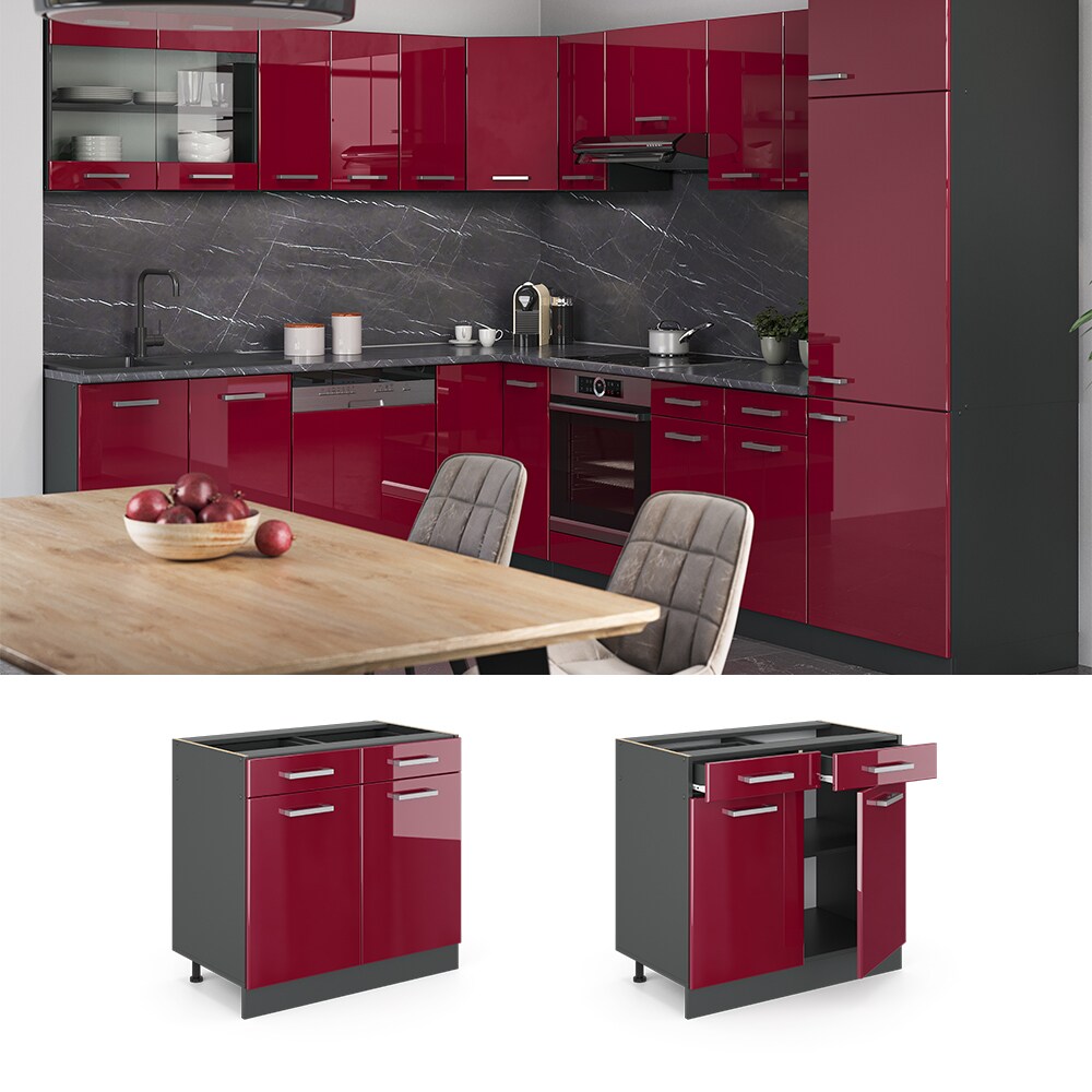 VICCO Küchenschrank Unterschrank Schubunterschrank 80 cm R-Line Anthrazit