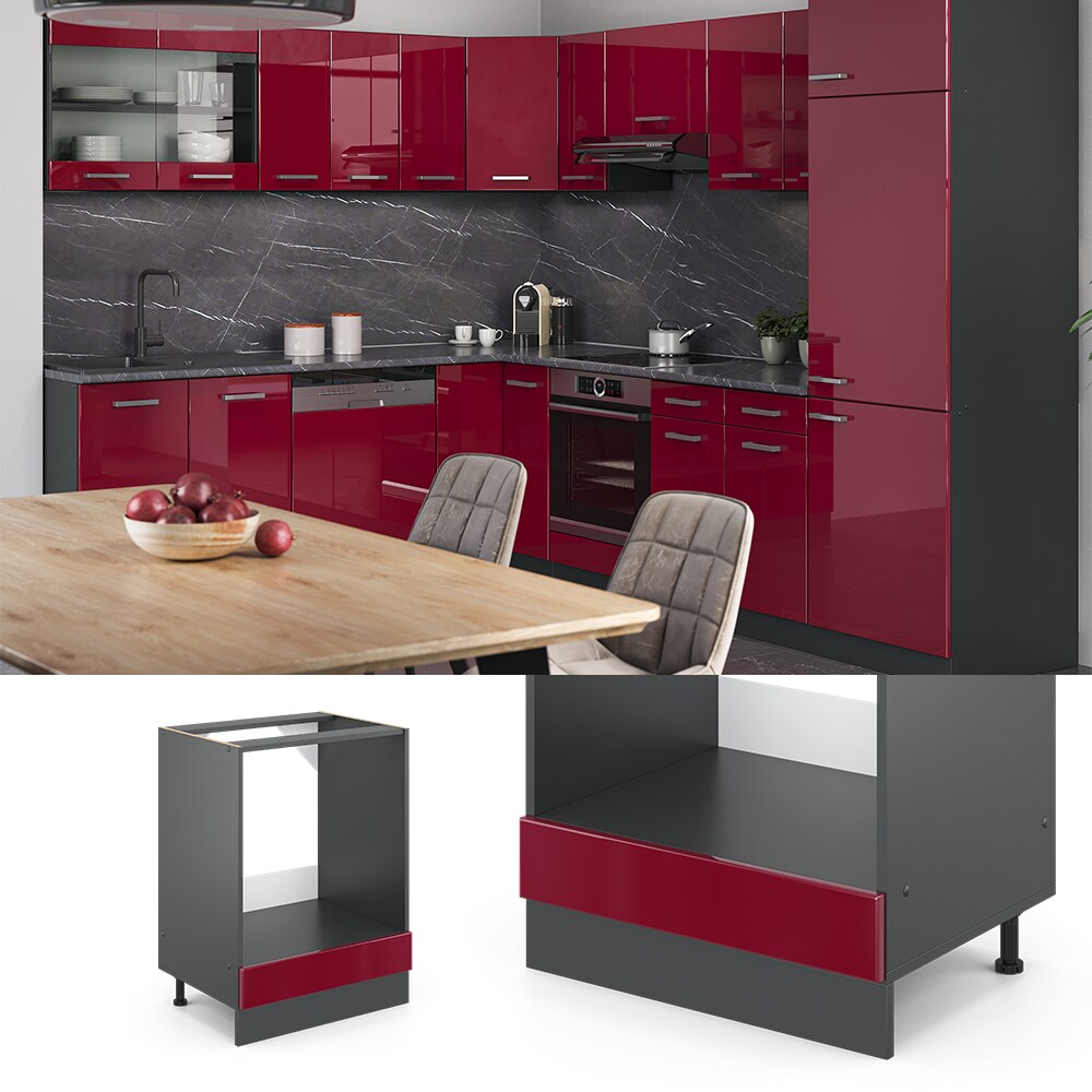 VICCO Küchenschrank Unterschrank Herdumbauschrank 60 cm R-Line Anthrazit