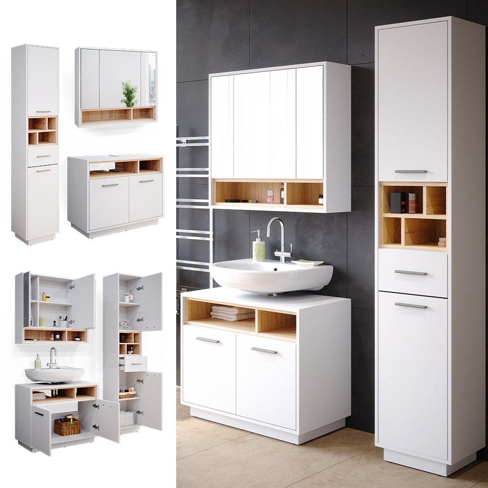 Vicco Badm&ouml;bel Set Beatrice Spiegelschrank Waschtischunterschrank Hochschrank - Bild 1