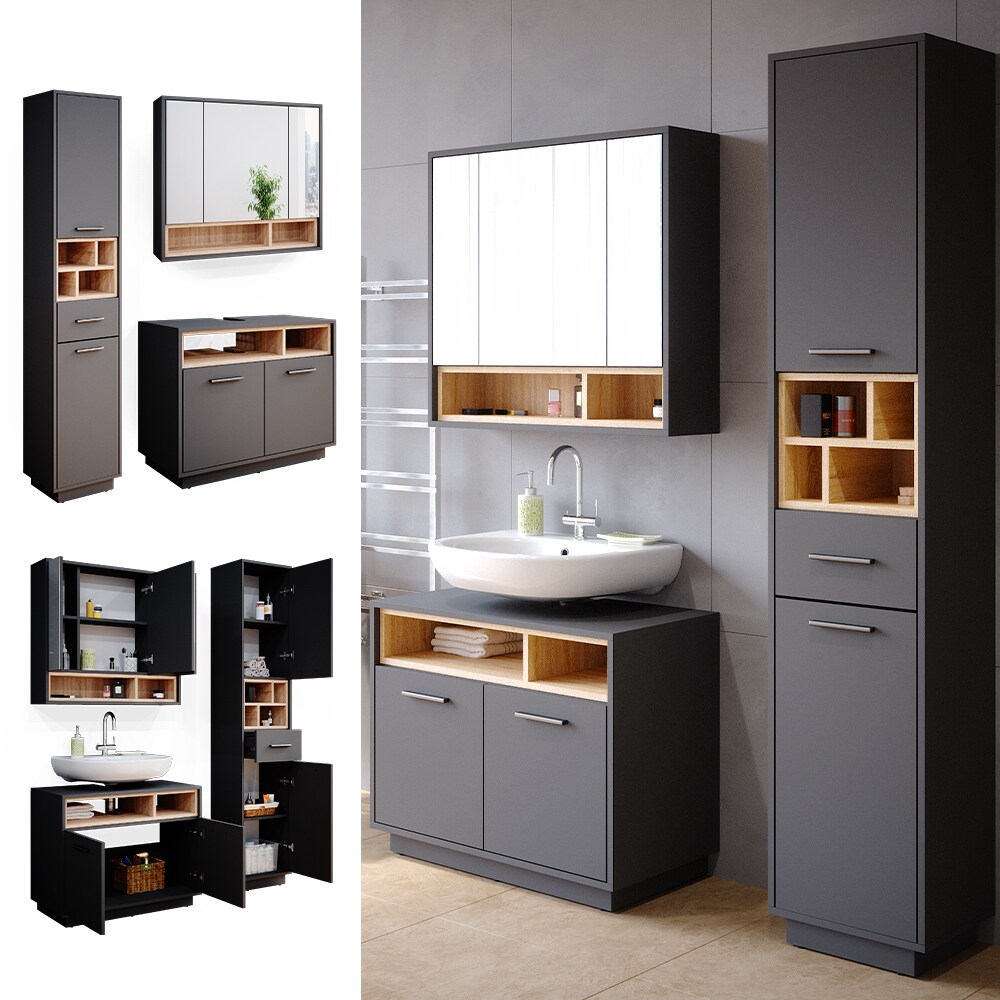 Vicco Badm&ouml;bel Set Beatrice Spiegelschrank Waschtischunterschrank Hochschrank - Bild 1