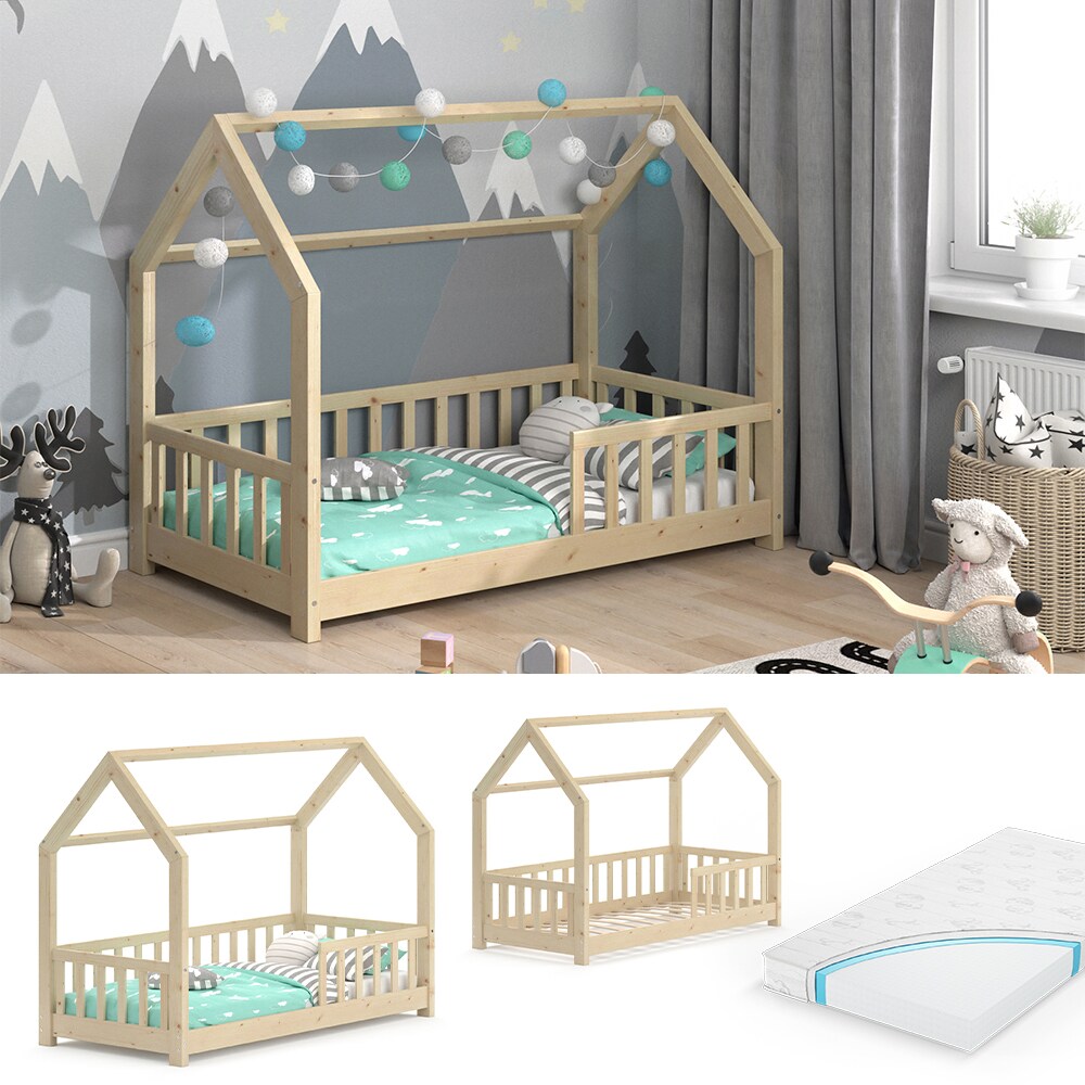 VitaliSpa Kinderbett Hausbett Spielbett Wiki 80x160cm Matratze Rausfallschutz | 04251421956629