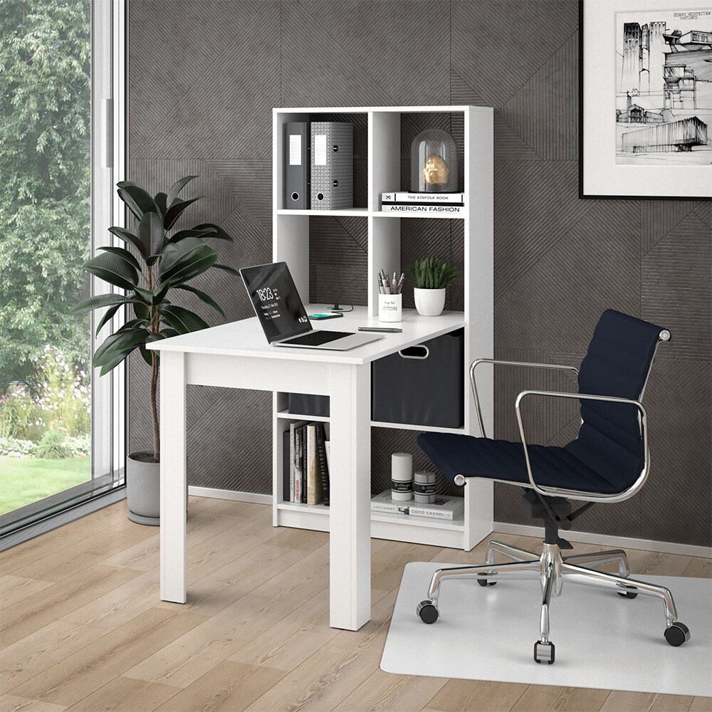 Vicco Schreibtisch Gael – Bürotisch Mit Regal, Weiß, 70 X 122 Cm, Aus Melaminbeschichteter Spanplatte
