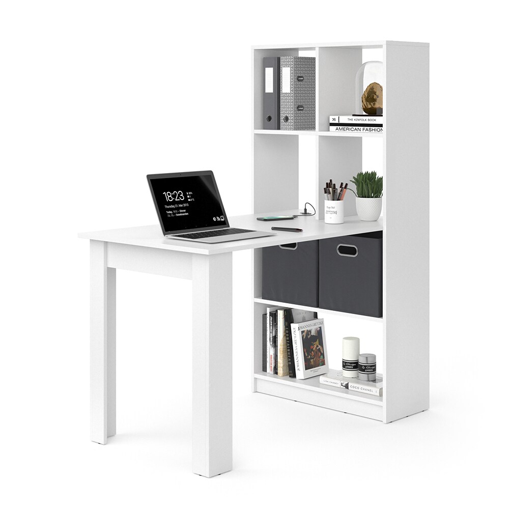 Vicco Schreibtisch Gael – Bürotisch Mit Regal, Weiß, 70 X 122 Cm, Aus Melaminbeschichteter Spanplatte