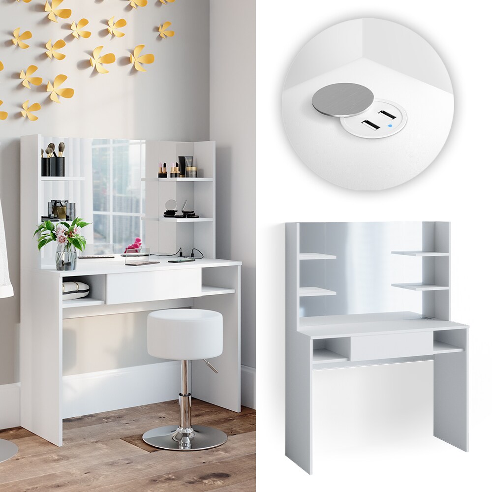 Vicco Schminktisch Frisiertisch Schminkkommode Daenerys USB Ladestation USB-Hub - Bild 1