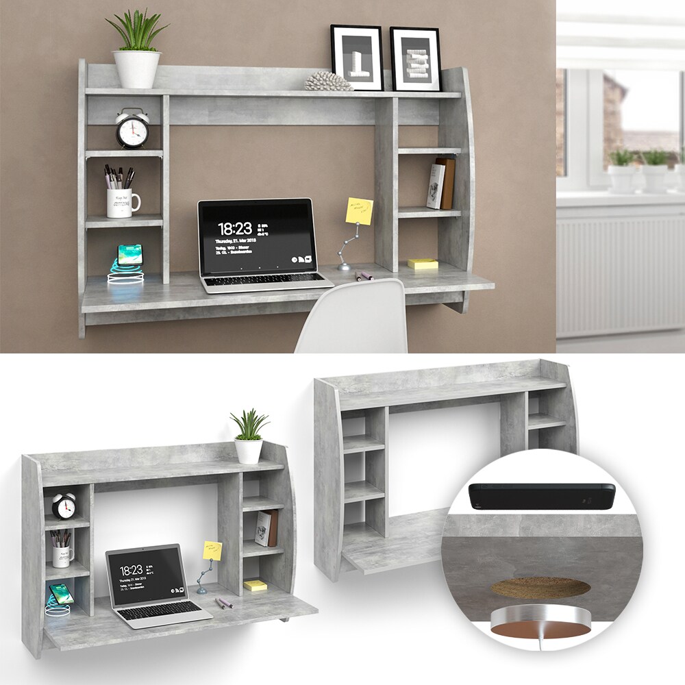 Vicco Wandschreibtisch Schreibtisch B&uuml;rotisch Max QI Ladestation kabellos laden - Bild 1