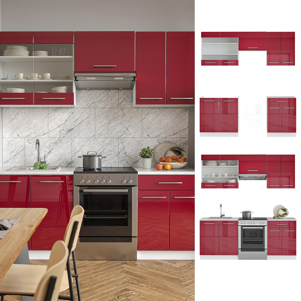 Vicco K&uuml;chenzeile K&uuml;chenblock Einbauk&uuml;che 200cm Fame-Line Hochglanz Fronten - Bild 1