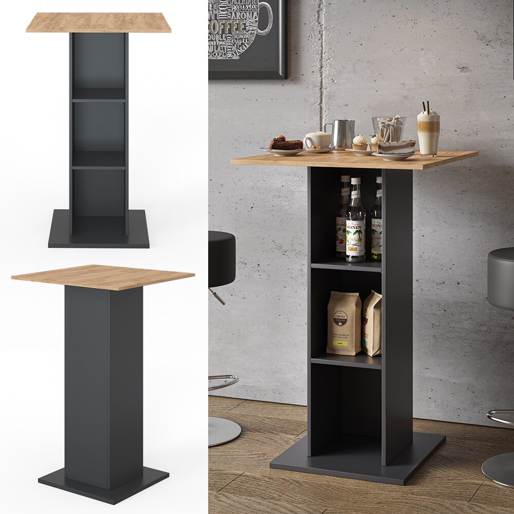 Vicco Bartisch Bistrotisch Küchentisch Rodeo 70x70cm Stehtisch 3 Regalfächer