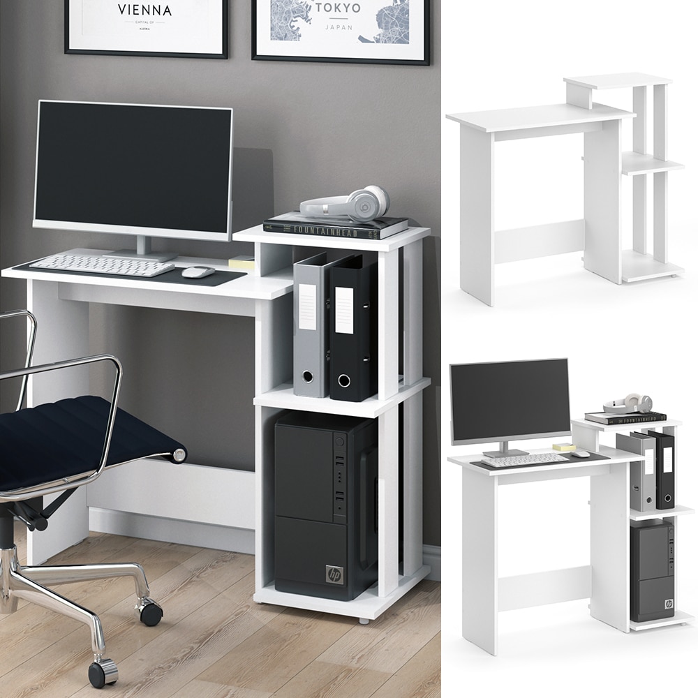 Vicco Schreibtisch Computertisch B&uuml;rotisch Uno wei&szlig; PC-Tisch Laptoptisch 90cm - Bild 1