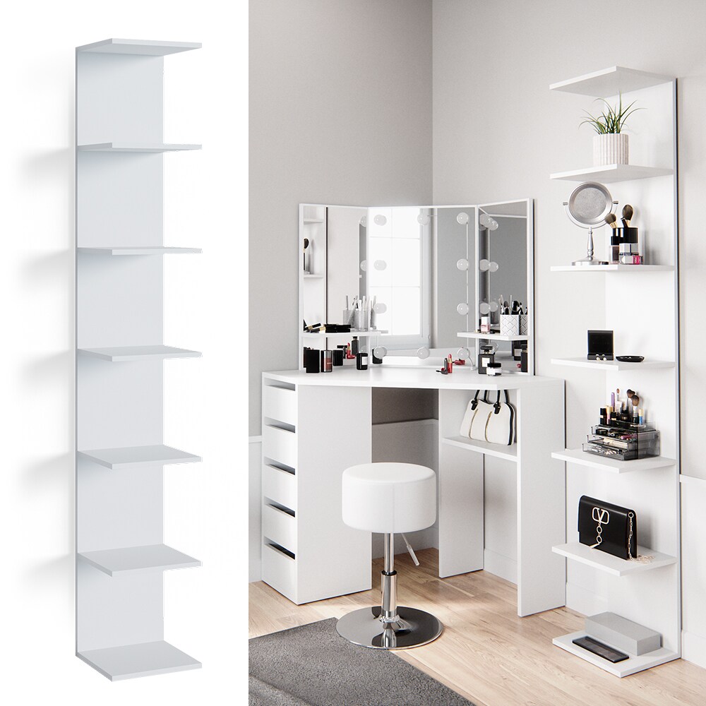 Vicco Wandregal Standregal B&uuml;cherregal Paolo Wei&szlig; Schminktisch H&auml;ngeregal 7 Ebenen - Bild 1