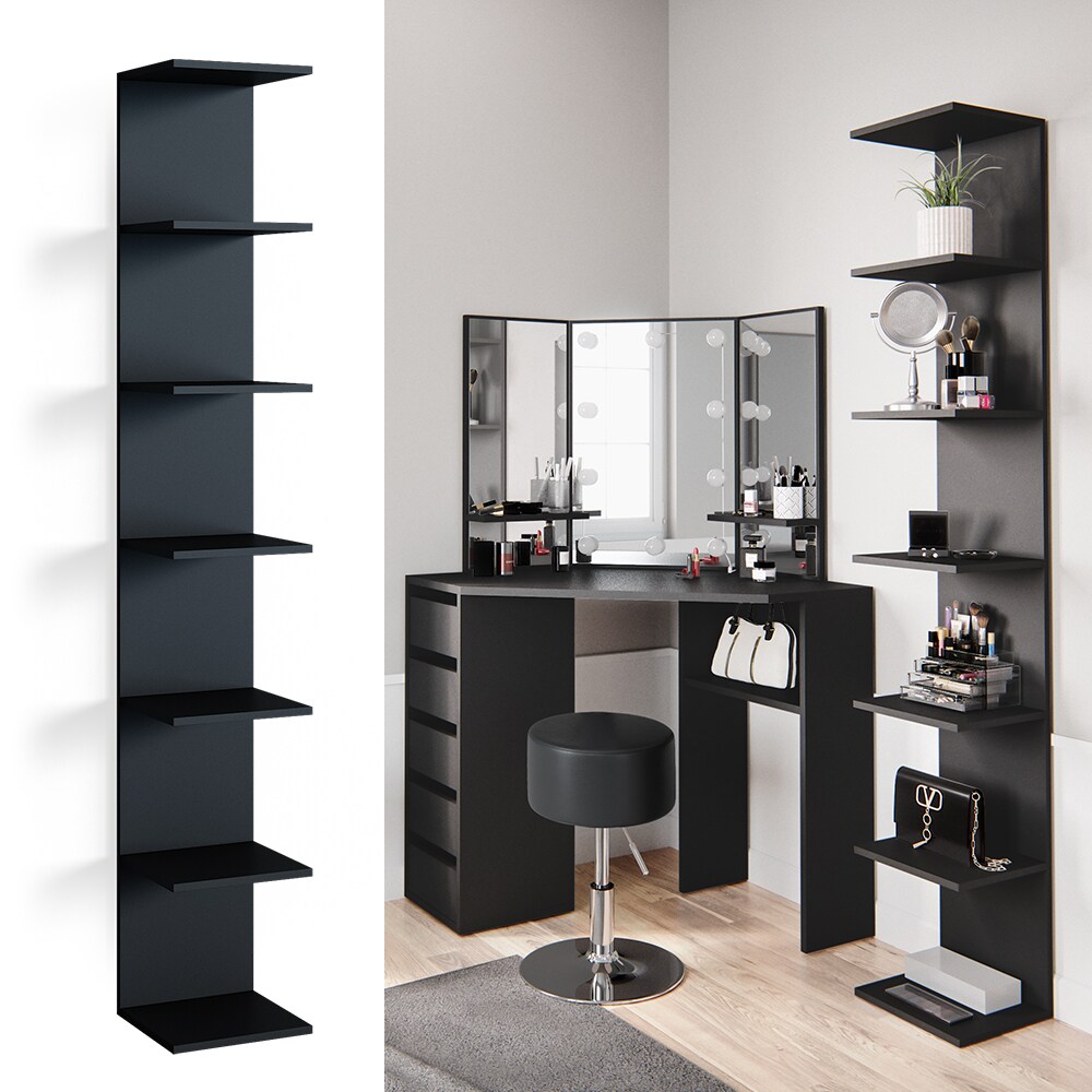 Vicco Wandregal Standregal B&uuml;cherregal Paolo Schwarz 7 Ablagen Schminktisch Regal - Bild 1