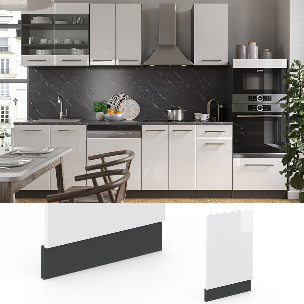 VICCO Geschirrsp&uuml;lerfront 45 cm Wei&szlig; Hochglanz K&uuml;chenschrank Blende K&uuml;chenzeile Fame-Line - Bild 1