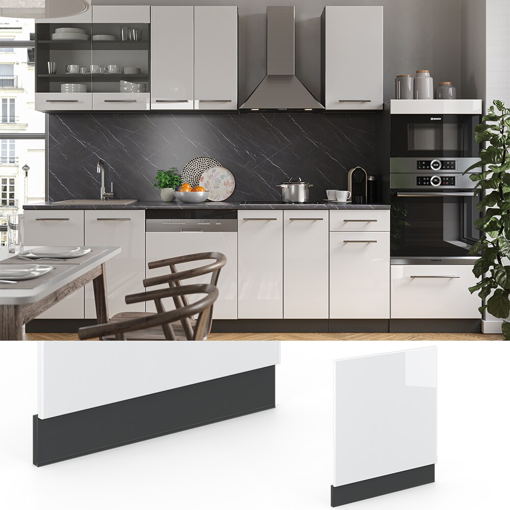VICCO Geschirrspülerfront 60 cm Weiß Hochglanz Küchenschrank Blende Küchenzeile Fame-Line
