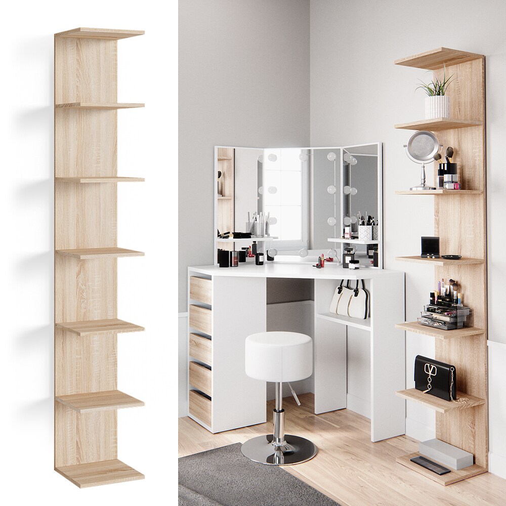 Vicco Wandregal Standregal B&uuml;cherregal Paolo 2er Set Sonoma 7 Ablagen Schminktisch - Bild 1
