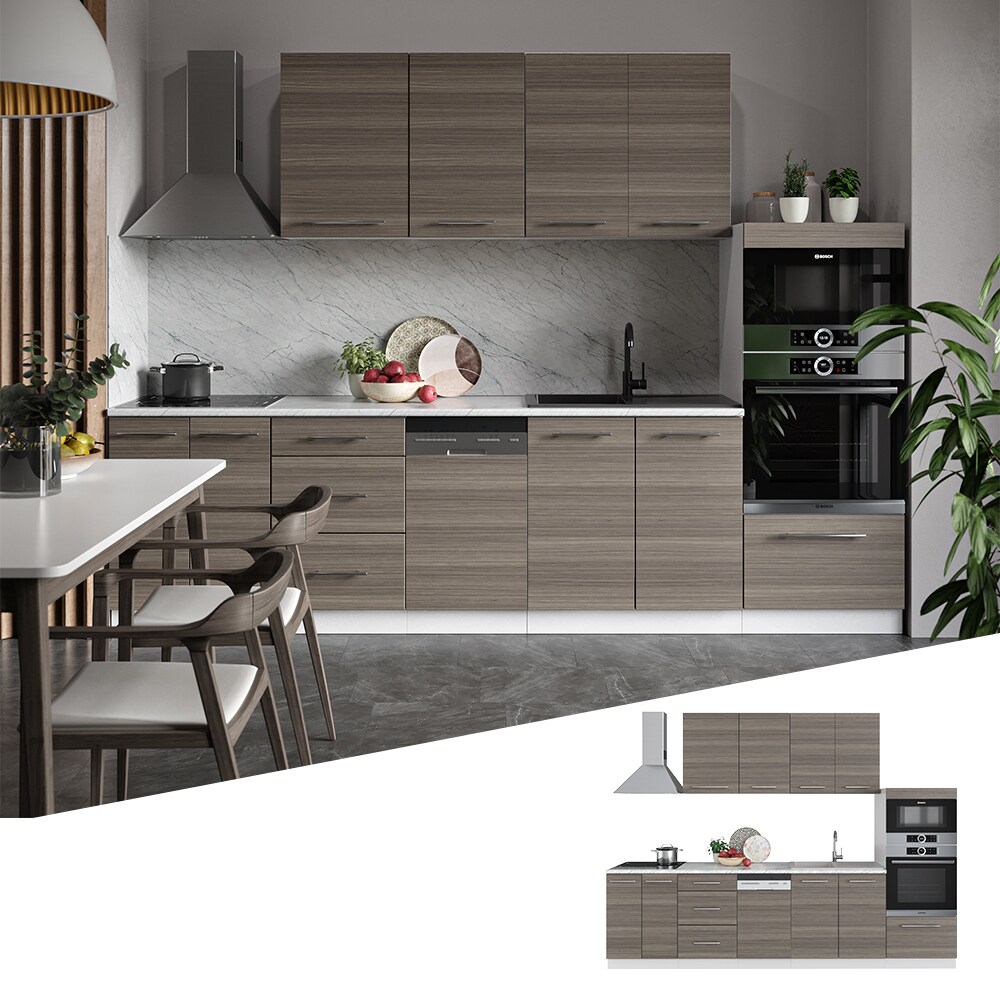 Vicco K&uuml;che FAME-LINE K&uuml;chenzeile Einbauk&uuml;che 295 cm Edelgrau - Bild 1