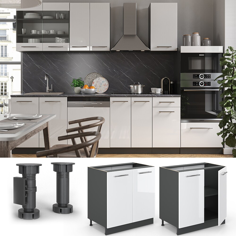 VICCO Unterschrank 80 cm Weiß Hochglanz Küchenschrank Hängeschrank Küchenzeile Fame-Line