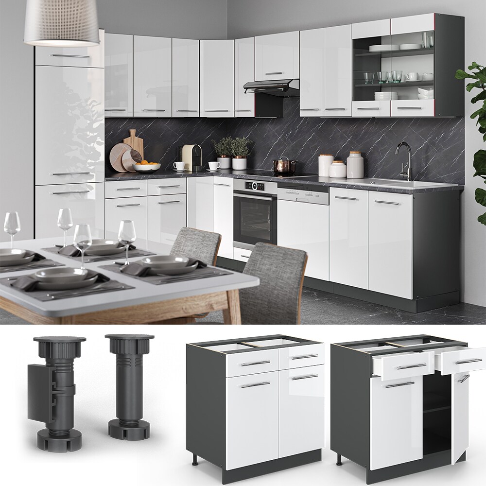 VICCO Schubunterschrank 80 cm Küchenschrank Hängeschrank Küchenzeile Fame-Line