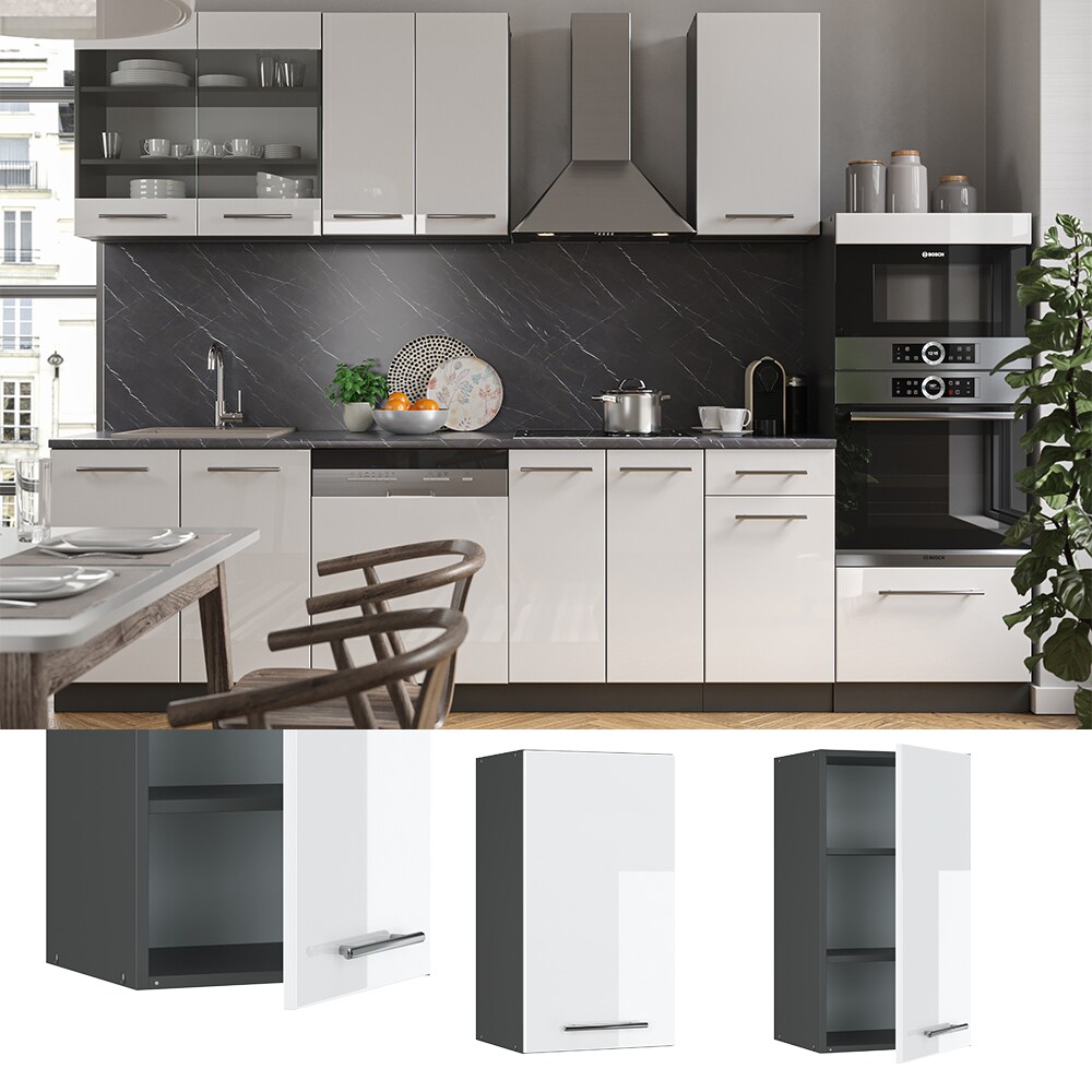 VICCO H&auml;ngeschrank 40 cm Wei&szlig; Hochglanz K&uuml;chenschrank H&auml;ngeschrank K&uuml;chenzeile Fame-Line - Bild 1