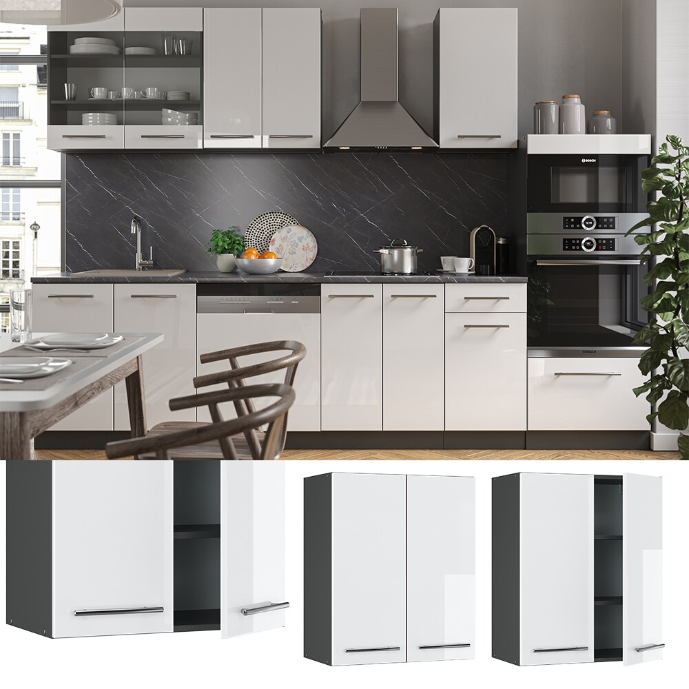 VICCO H&auml;ngeschrank 60 cm Wei&szlig; Hochglanz K&uuml;chenschrank H&auml;ngeschrank K&uuml;chenzeile Fame-Line - Bild 1