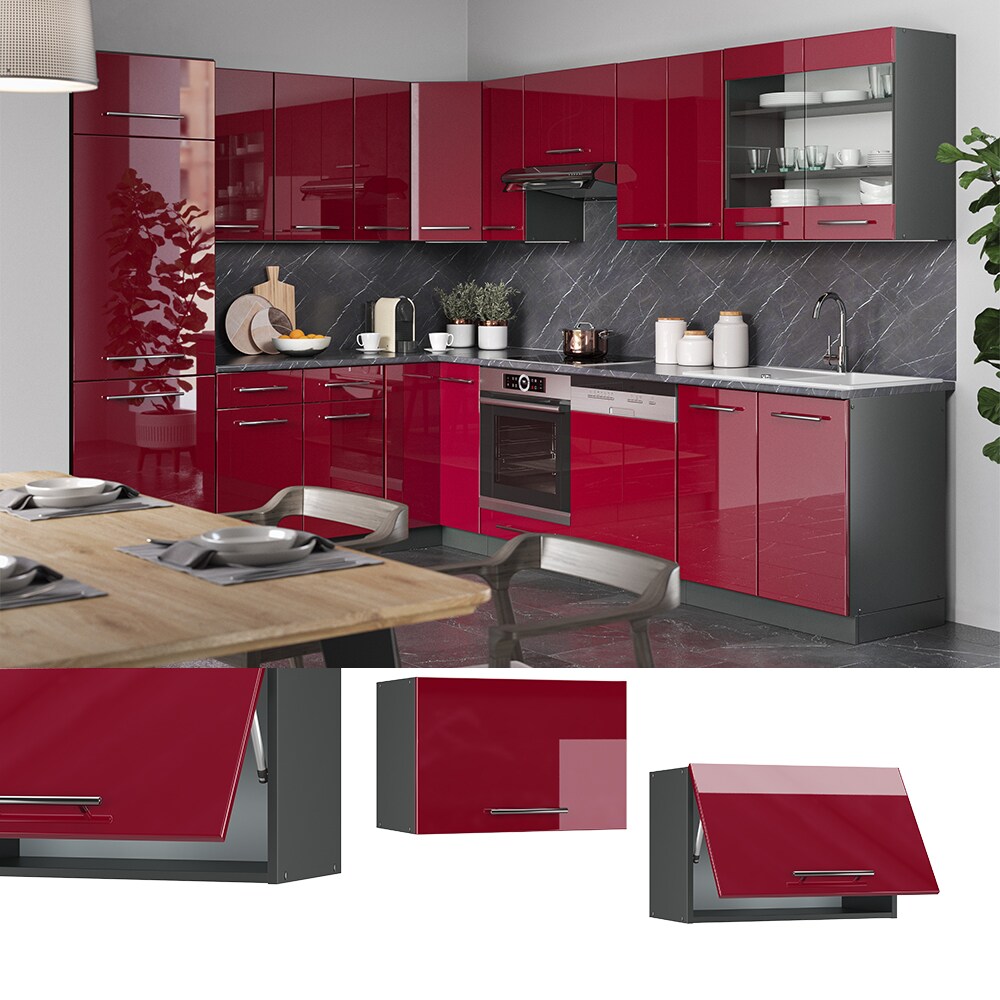VICCO Hängeschrank 60cm (flach) Bordeaux Hochglanz Küchenschrank Dunstabzug Küchenzeile Fame-Line
