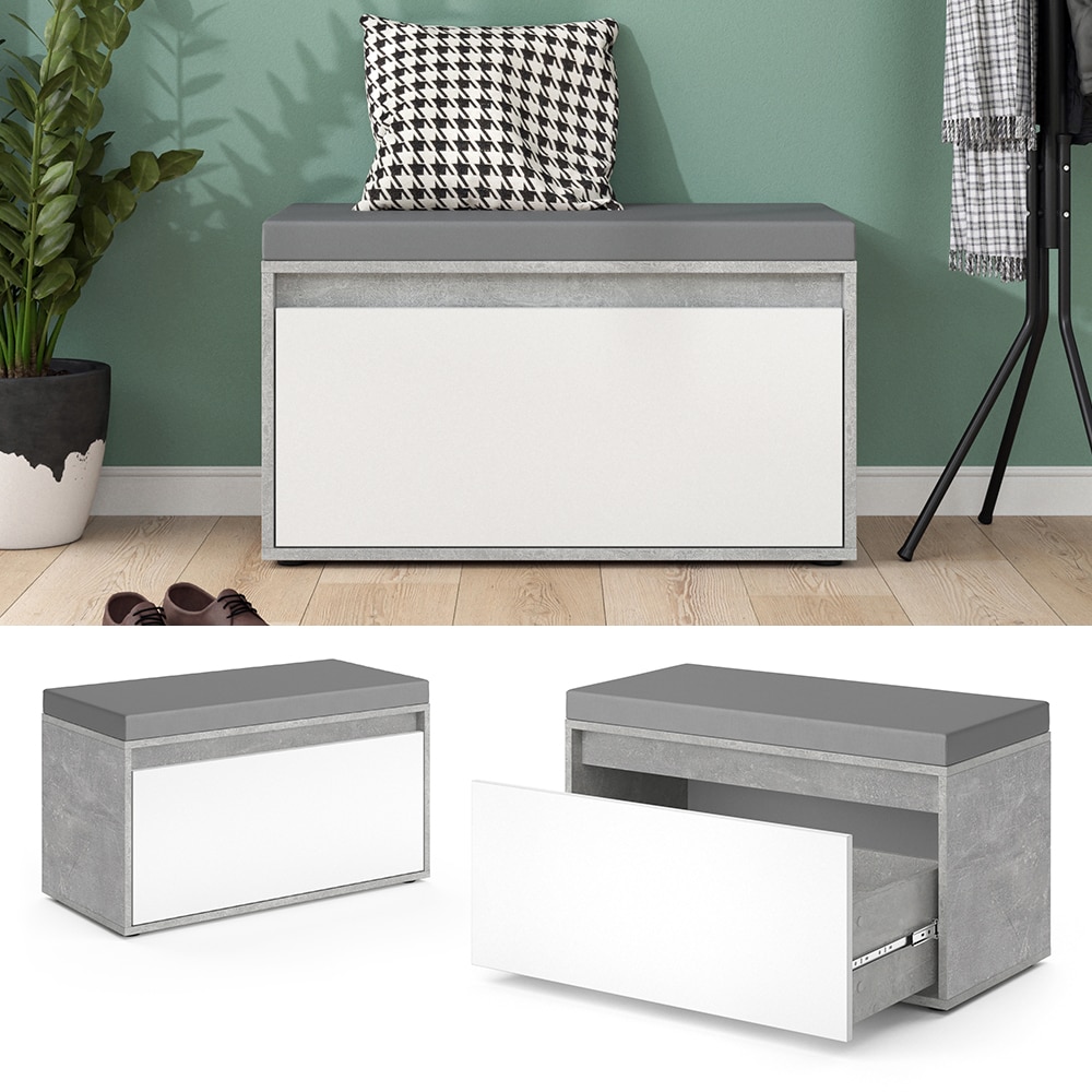Vicco Sitzbank Schuhbank Sitztruhe Iker Beton Schuhschrank Sitzfl&auml;che Stauraum - Bild 1