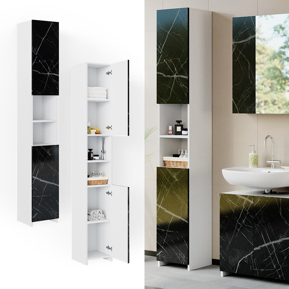 Vicco Badschrank Hochschrank Badezimmerschrank Nero Marmoroptik Regal Schrank - Bild 1