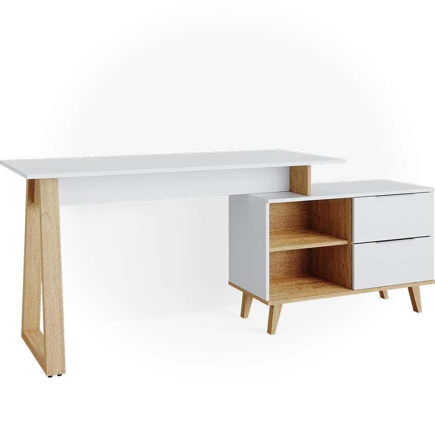 VICCO Eckchreibtisch Nautica Computer Büro PC Arbeitszimmer weiß Eiche Skandi