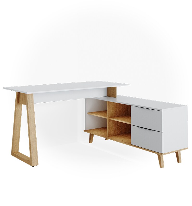VICCO Eckchreibtisch Nautica Computer Büro PC Arbeitszimmer weiß Eiche Skandi