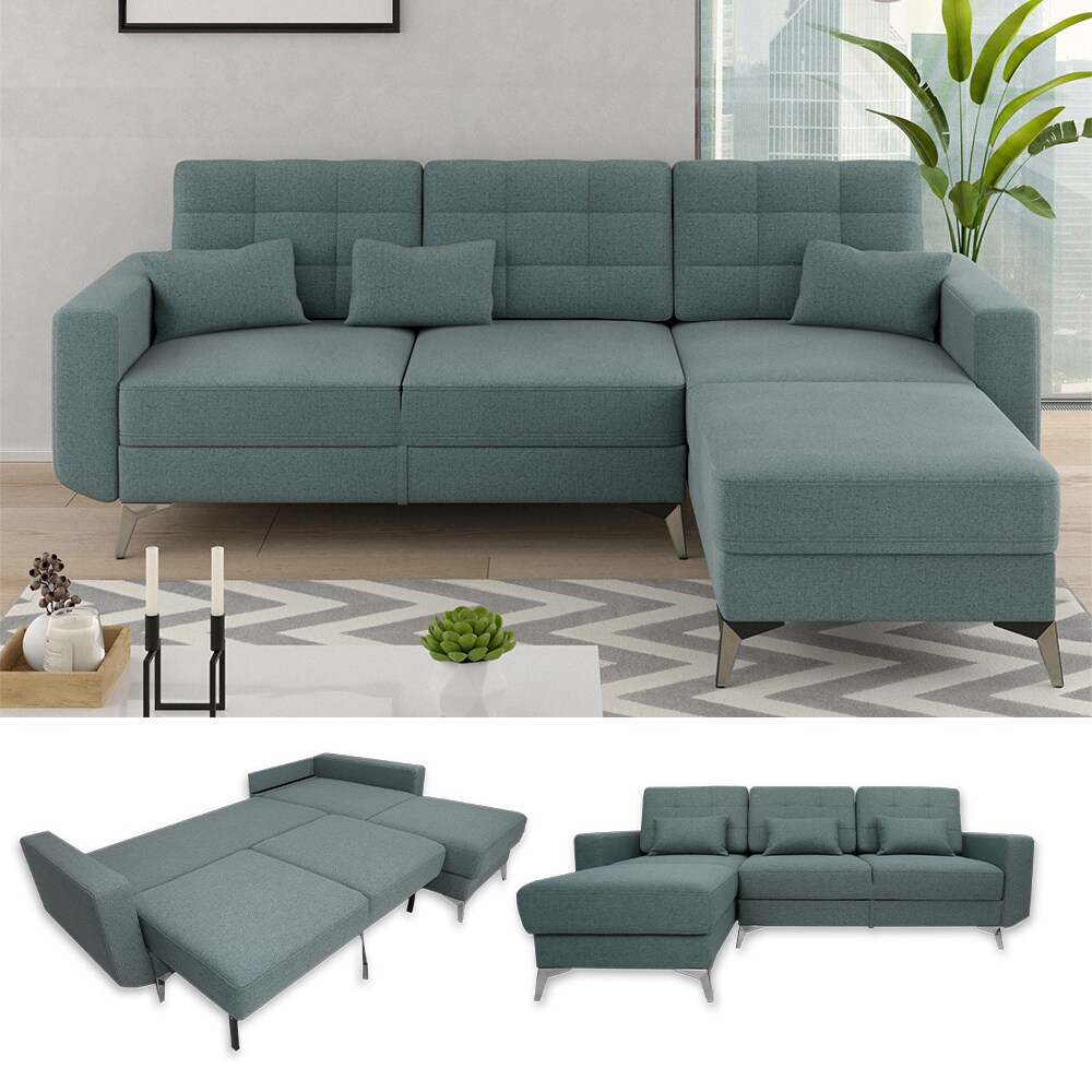VitaliSpa Ecksofa Schlafsofa Boxspringsofa York Schlaffunktion Bettkasten blau | 04251421964297