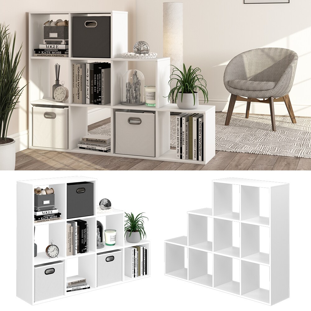 Vicco Treppenregal Raumteiler Bücherregal 9 Fächer weiß Stufenregal Stufenregal | 04251421963955