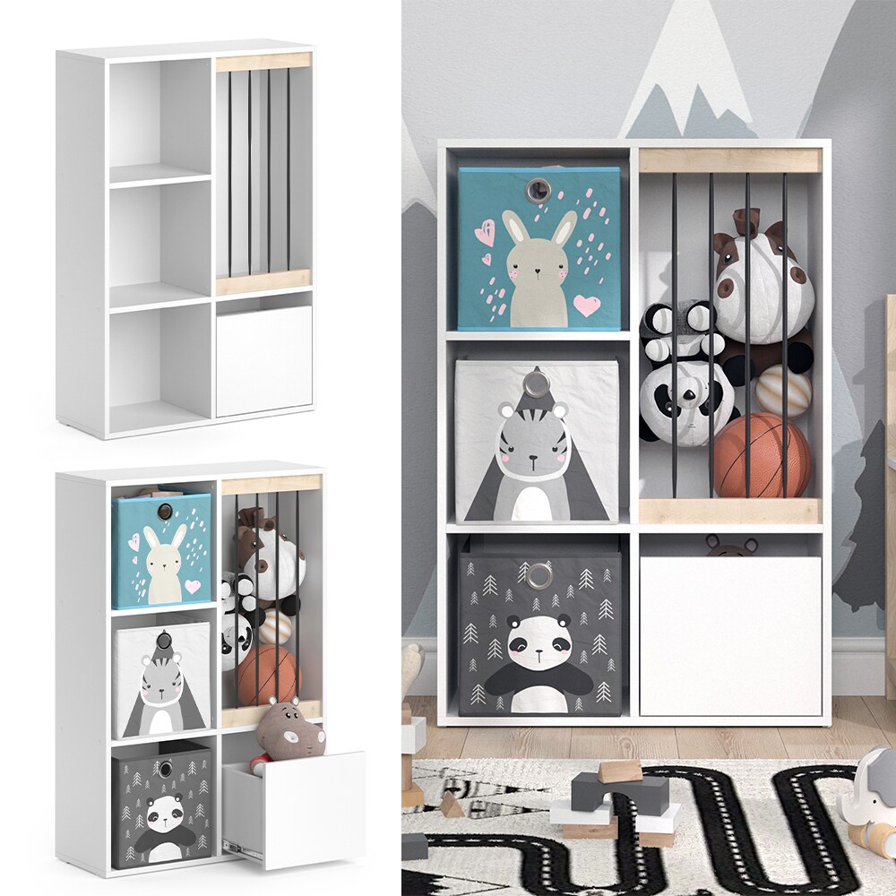 Vicco Kinderregal Kuscheltierzoo Spielzeugregal Luigi weiß für Faltboxen Regal | 04251421963900