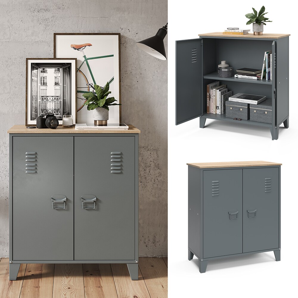 Vicco Highboard Kommode Anrichte Urban Grau 2 T&uuml;ren F&auml;cher Ablage Aufbewahrung - Bild 1