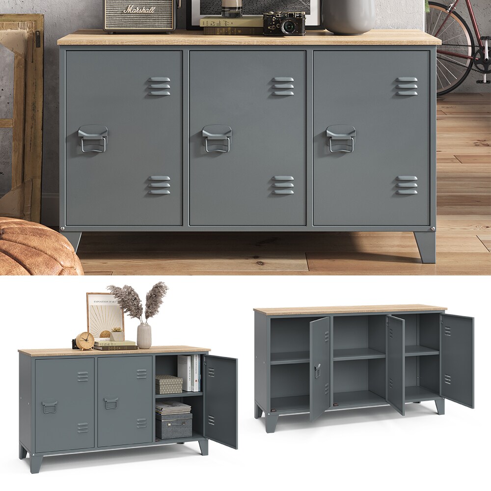 Vicco Sideboard Kommode Wohnwand Urban Grau Ablage T&uuml;r F&auml;cher Wohnzimmerschrank - Bild 1