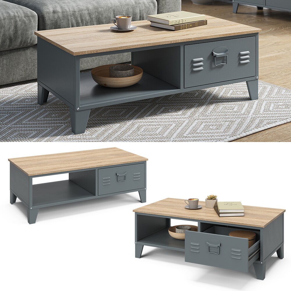 Vicco Couchtisch Sofatisch Beistelltisch Urban Grau Kaffeetisch Ablage Schublade - Bild 1