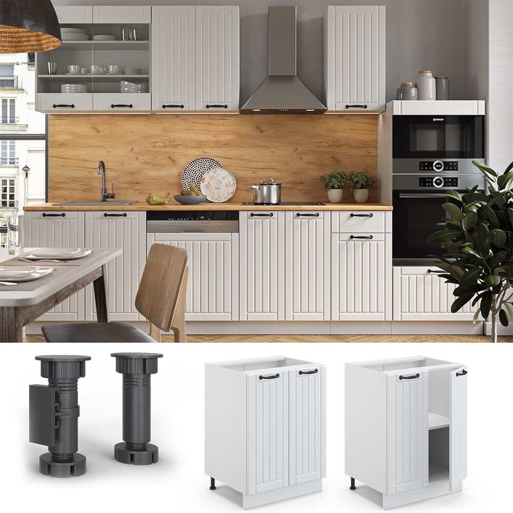 Vicco Unterschrank 60 cm FAME Line K&uuml;chenschrank K&uuml;chenzeile Landhaus Wei&szlig; - Bild 1