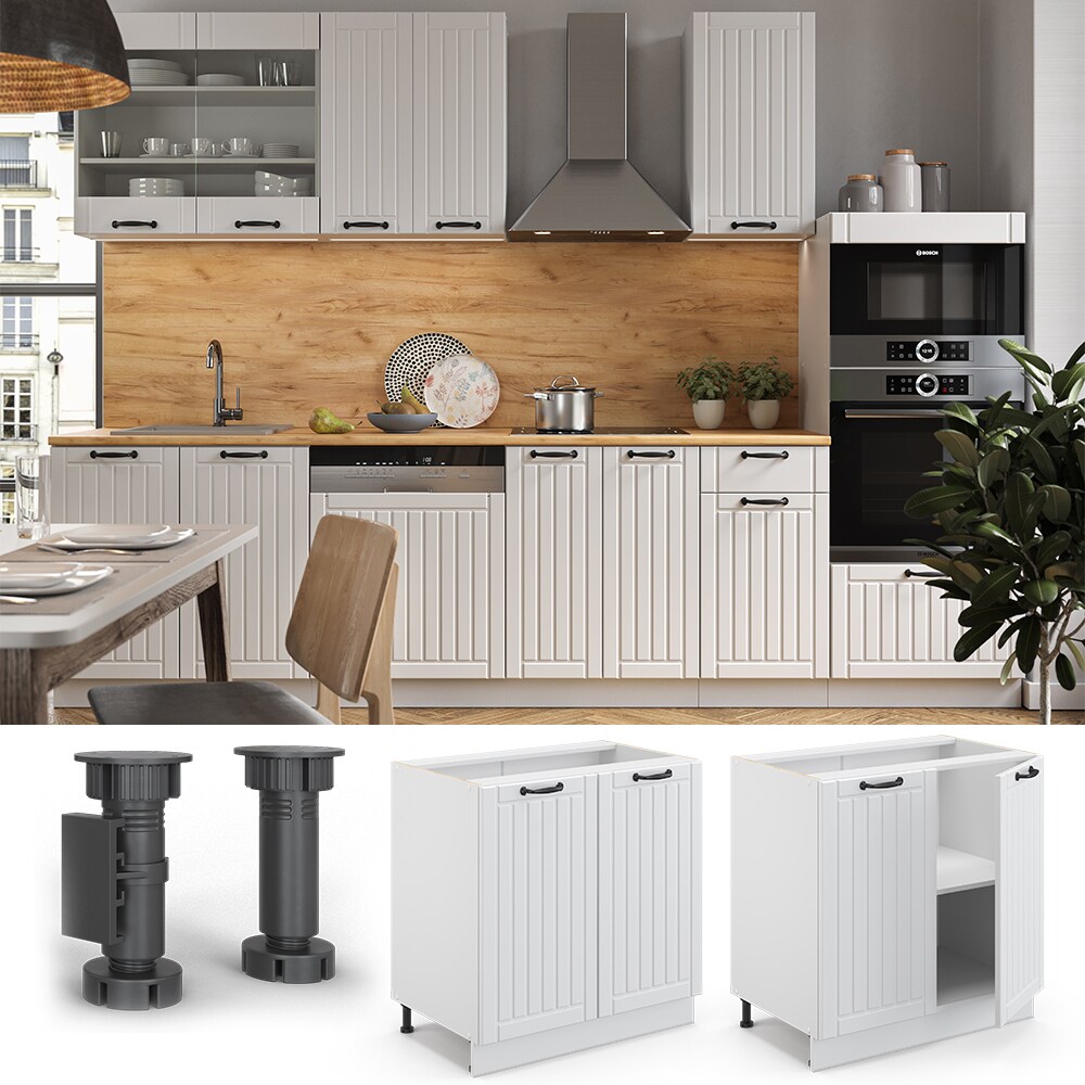 Vicco Unterschrank 80 cm FAME Line K&uuml;chenschrank K&uuml;chenzeile Landhaus Wei&szlig; - Bild 1