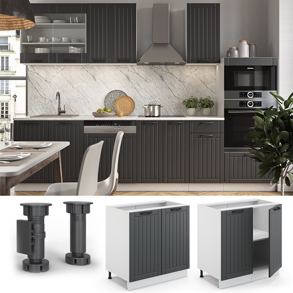 Vicco Unterschrank 80 cm FAME Line Küchenschrank Küchenzeile Landhaus Anthrazit