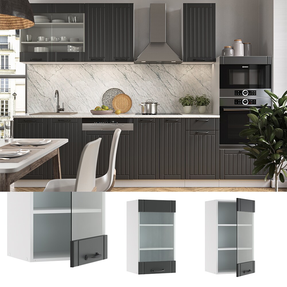 Vicco Hängeglasschrank 40 cm FAME Line Küchenschrank Küchenzeile Landhaus Anthrazit