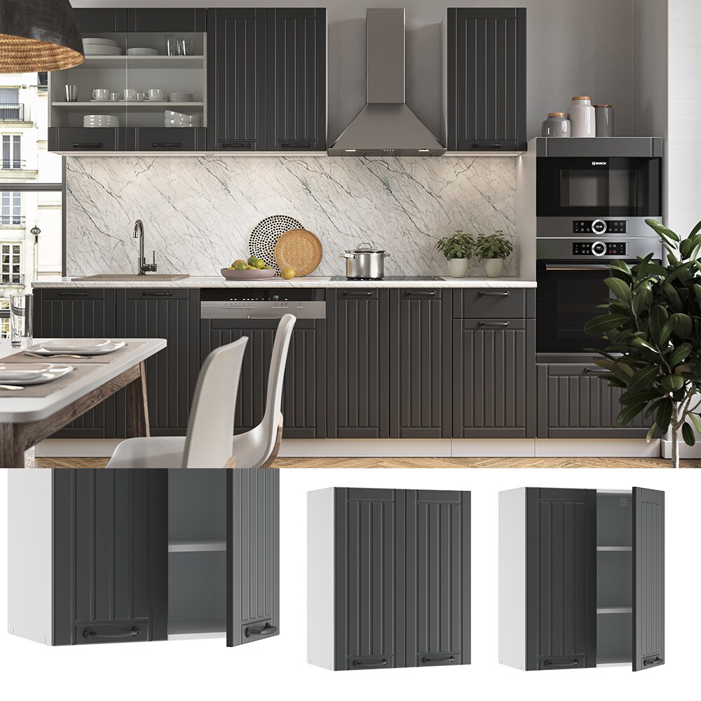 Vicco H&auml;ngeschrank 60 cm FAME Line K&uuml;chenschrank K&uuml;chenzeile Landhaus Anthrazit - Bild 1