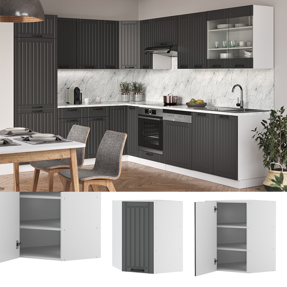 Vicco Eckh&auml;ngeschrank 57 cm FAME Line K&uuml;chenschrank K&uuml;chenzeile Landhaus Anthrazit - Bild 1