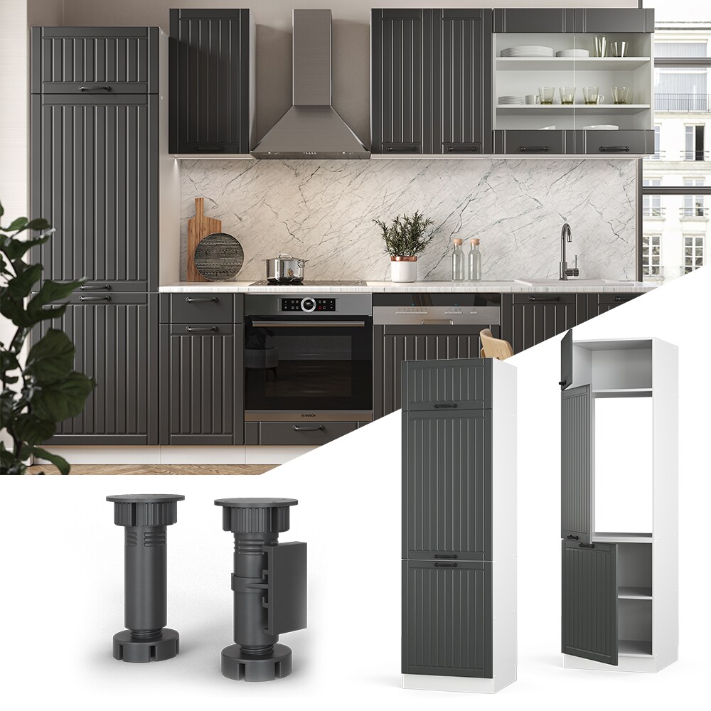 Vicco K&uuml;hlumbauschrank 60 cm FAME Line K&uuml;chenschrank K&uuml;chenzeile Landhaus Anthrazit - Bild 1