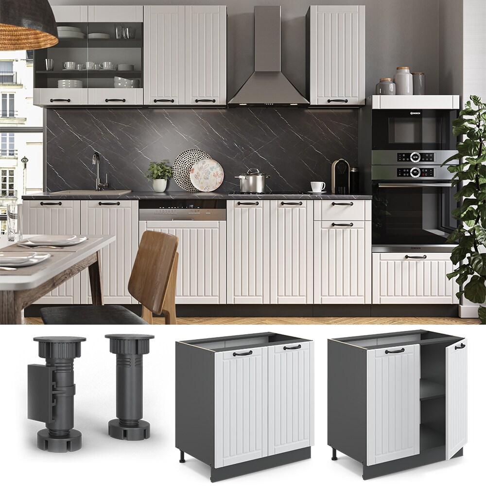 Vicco Unterschrank 80 cm FAME Line Küchenschrank Küchenzeile Landhaus Weiß Anthrazit | 04251421963306